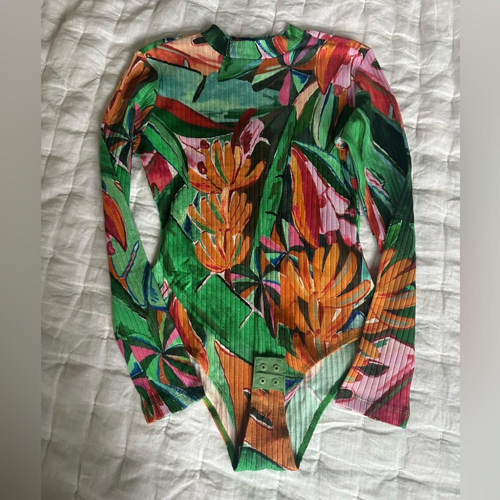 Colorful Floral Long Sleeve Bodysuit